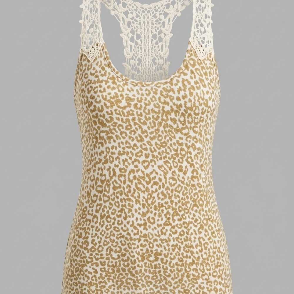BKE Animal Print Lace Tank Top SZ L